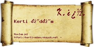 Kerti Ádám névjegykártya
