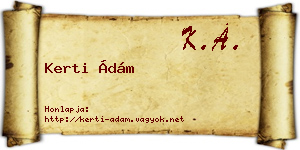 Kerti Ádám névjegykártya